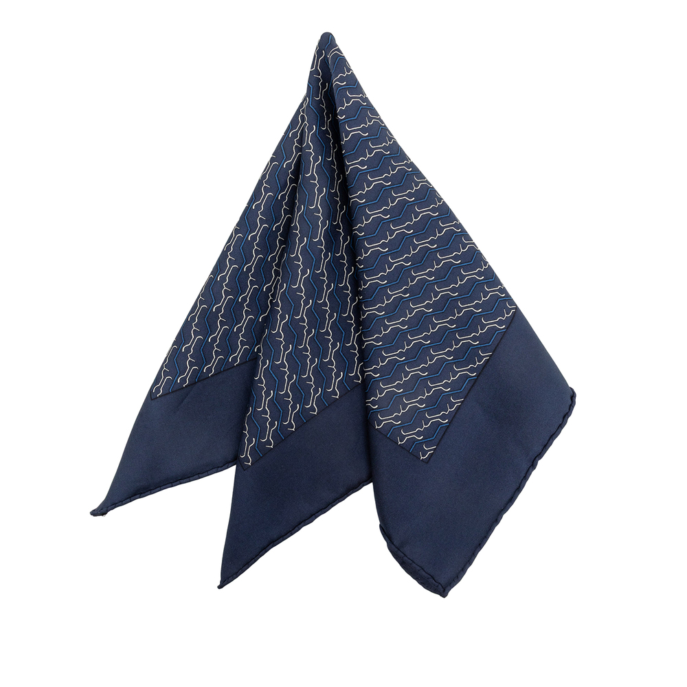 Pre-Loved Hermes Printed Pocket Square Silk Scarf